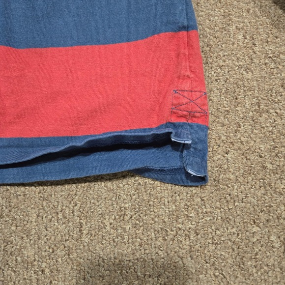 LL Bean Rugby Shirt Mens XL Red Blue Striped Cotton Long Sleeve Preppy Outdoor - Picture 4 of 8